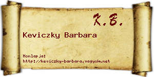 Keviczky Barbara névjegykártya